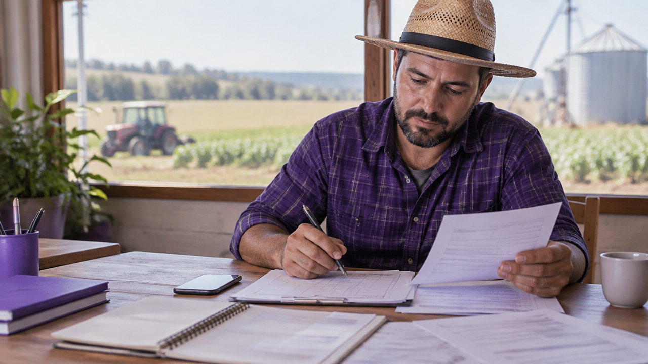 Produtor rural revisa documentos e calendário da safra para organizar dívidas e pagamentos