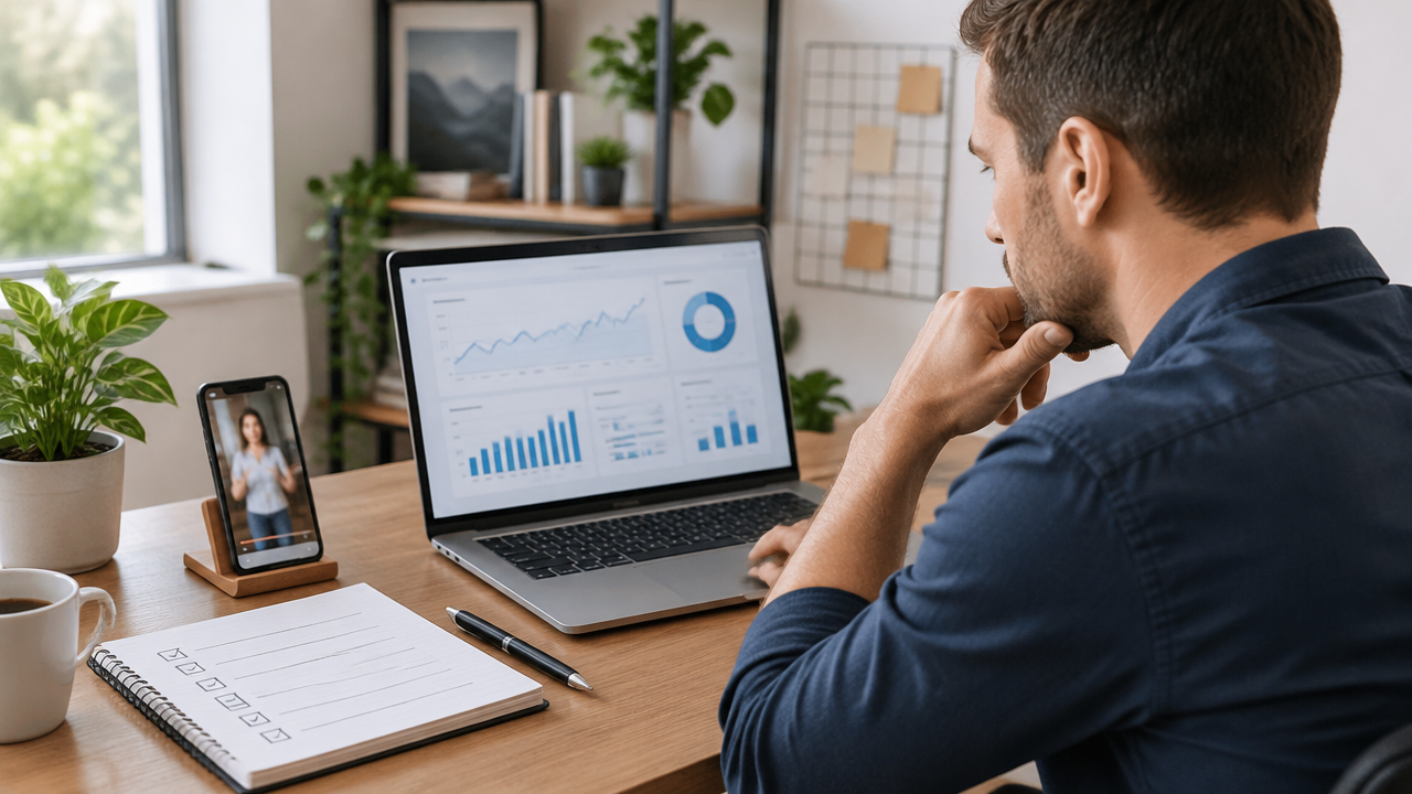 Professional analyzes data from short videos, contacts received, and results of an offer.