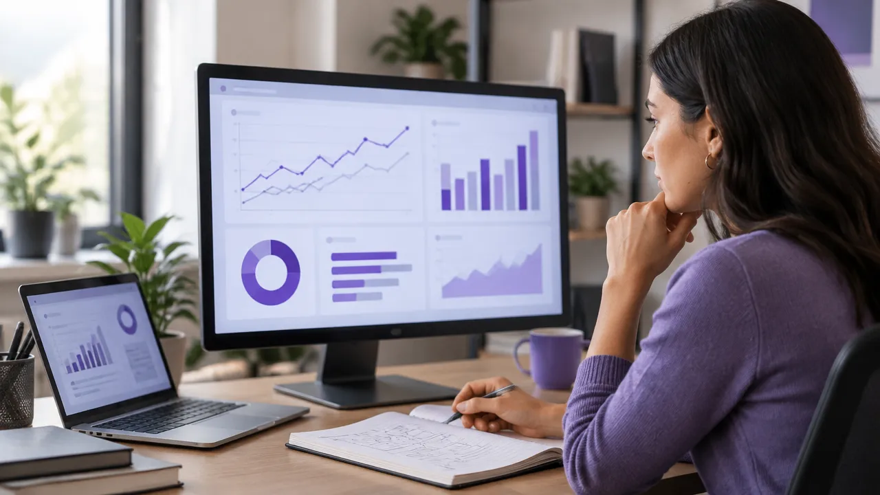 Profissional analisando gráficos de desempenho para melhorar uma estratégia de marketing digital
