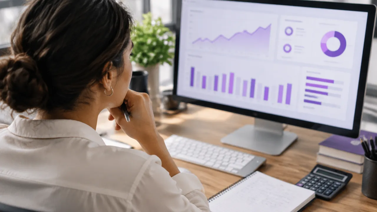 Profissional analisando métricas e orçamento de uma campanha digital