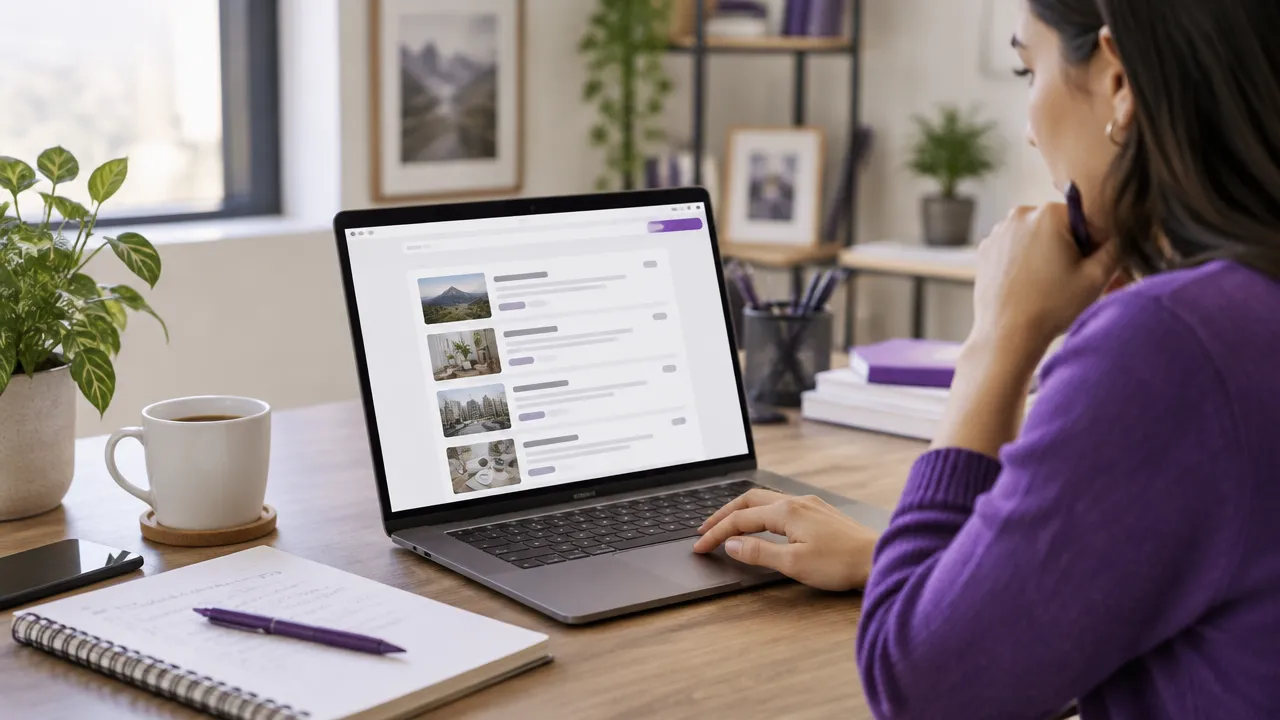 Profissional de conteúdo pesquisando blogs e organizando possíveis parcerias editoriais para guest posts