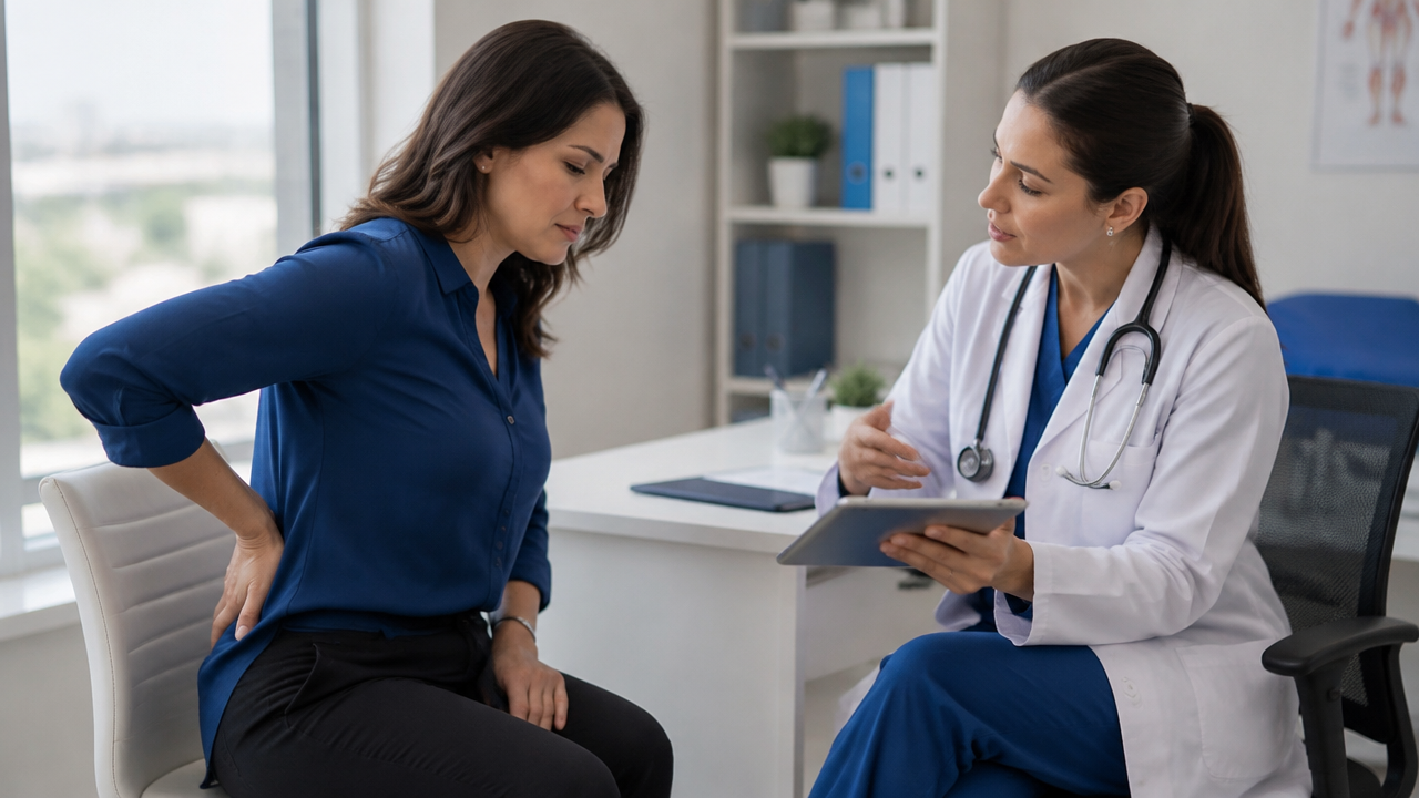 Profissional de saúde conversa com trabalhadora sobre limitações físicas para o trabalho