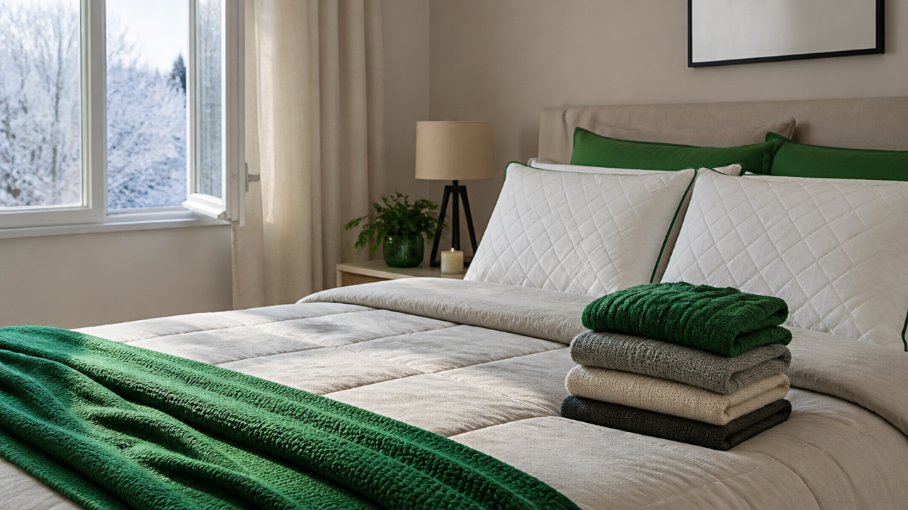 Quarto limpo e arejado com roupas de frio organizadas e cuidados antialérgicos