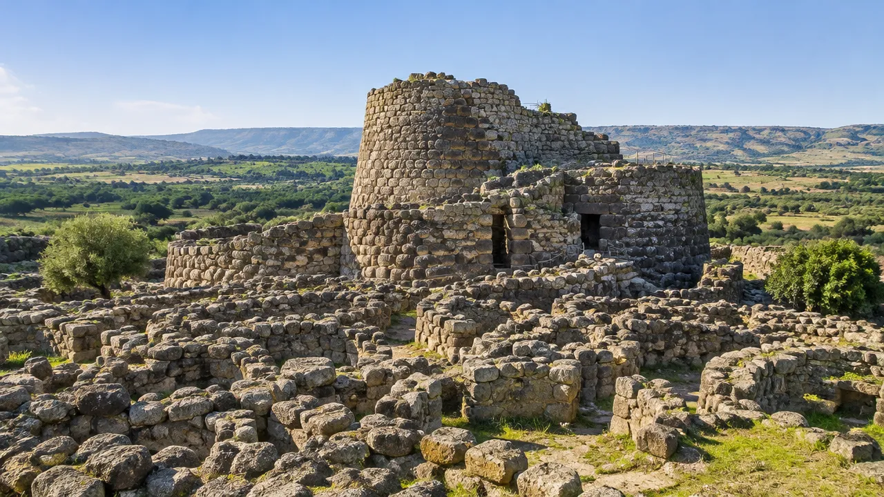 Torres circulares de pedra do sítio arqueológico nurágico Su Nuraxi di Barumini