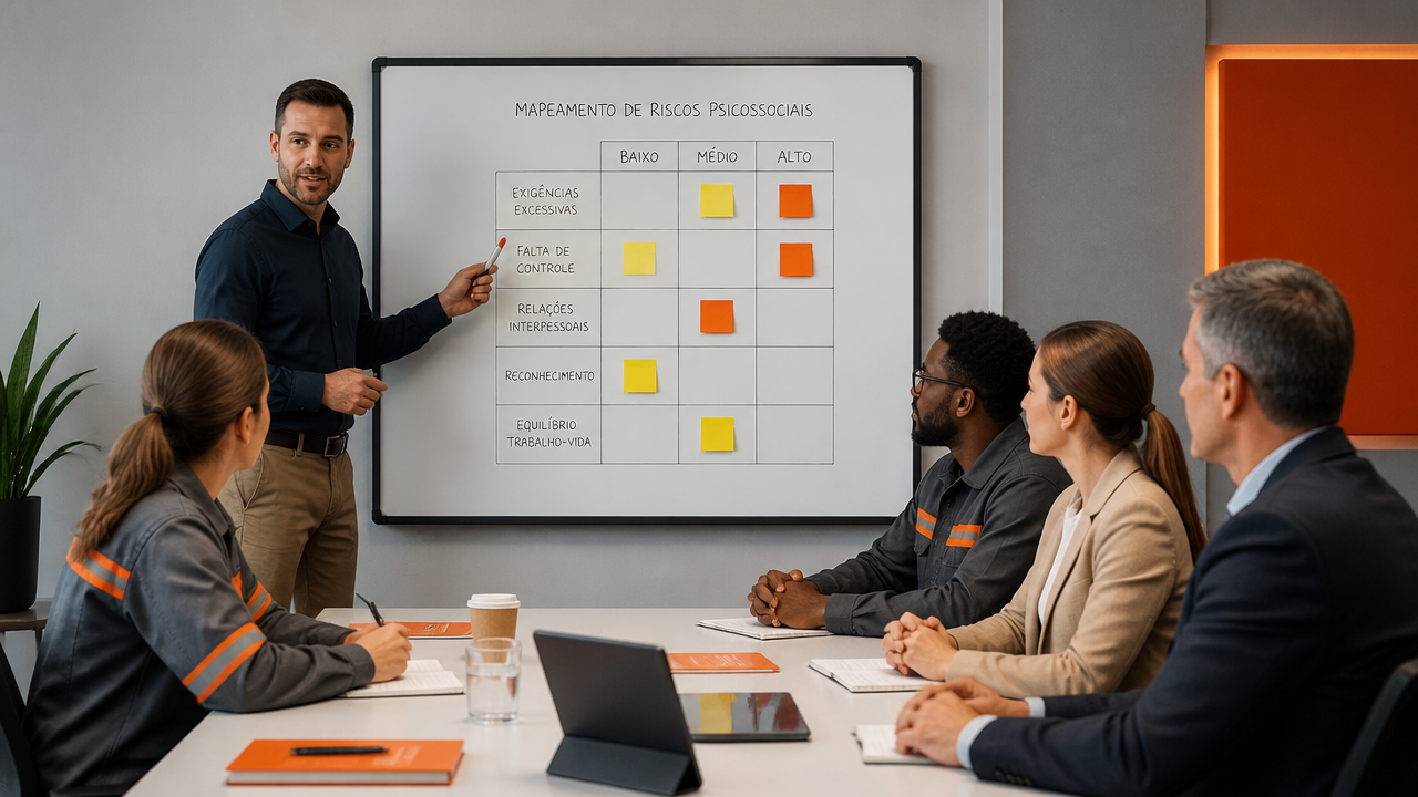 Treinamento corporativo sobre mapeamento de riscos psicossociais no trabalho
