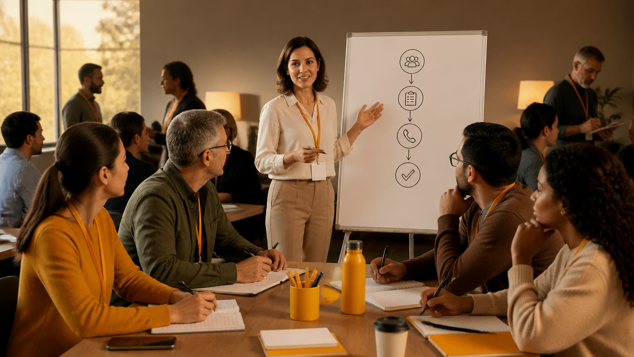 Treinamento de voluntários com divisão de funções em equipe política