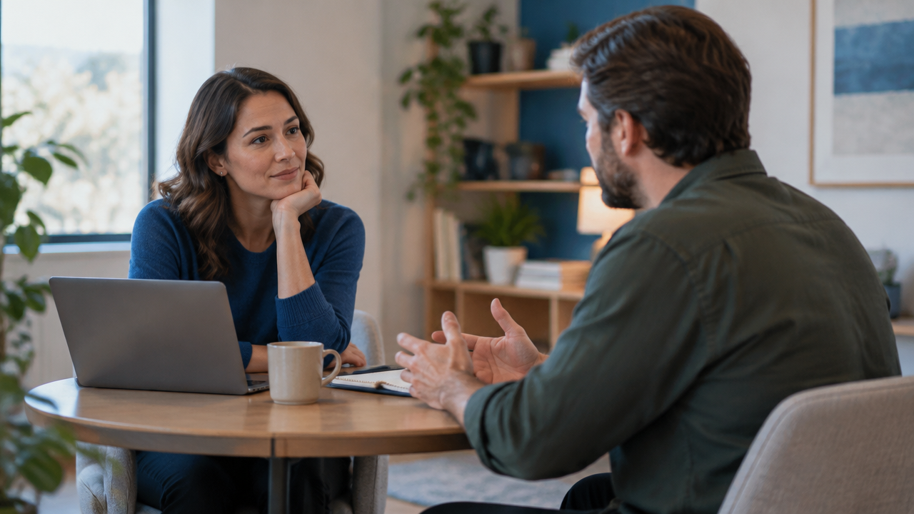 Two colleagues discuss a difficult situation with empathy and shared accountability