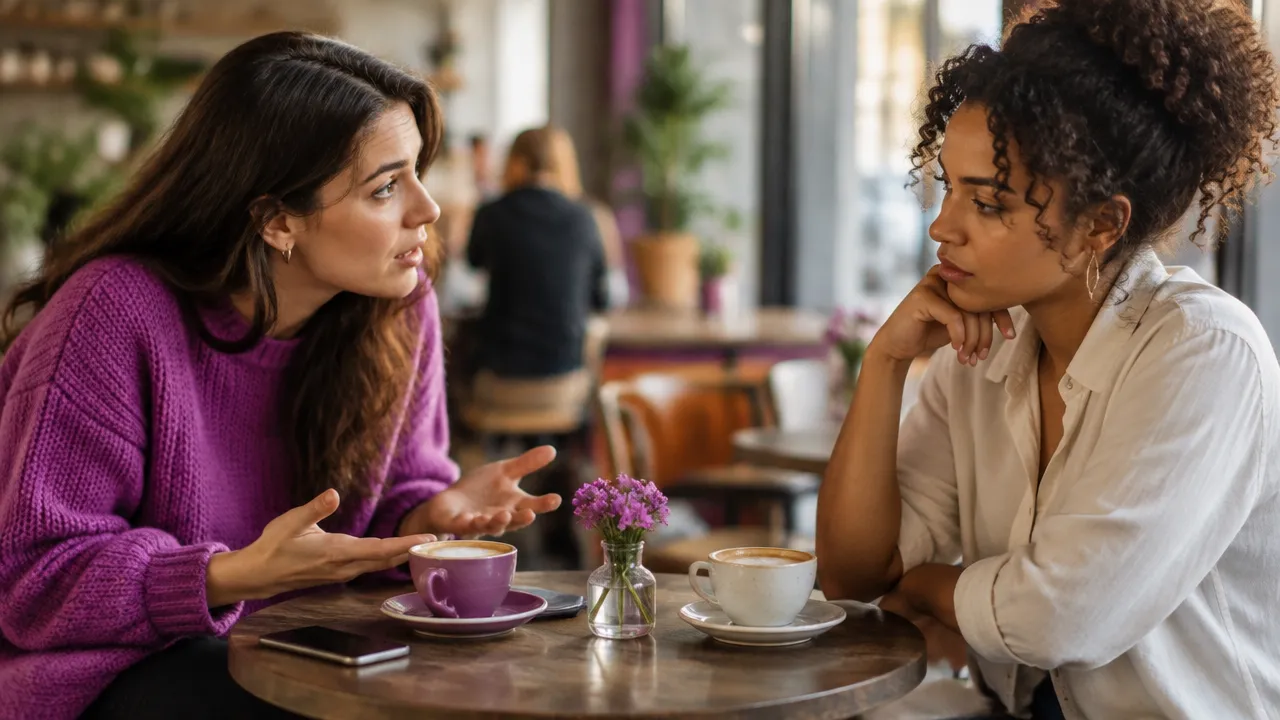 Two friends pause in conversation, reflecting on the needs and intentions beneath their words.