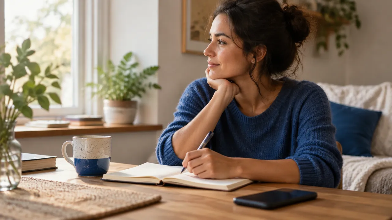 Una persona escribe en un cuaderno para observar sus reacciones emocionales en las relaciones