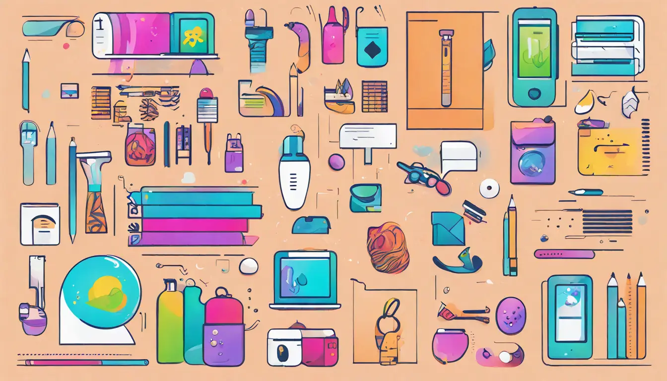 Página de catálogo digital com elementos interativos destacados em ícones clicáveis sobre imagens de produtos.