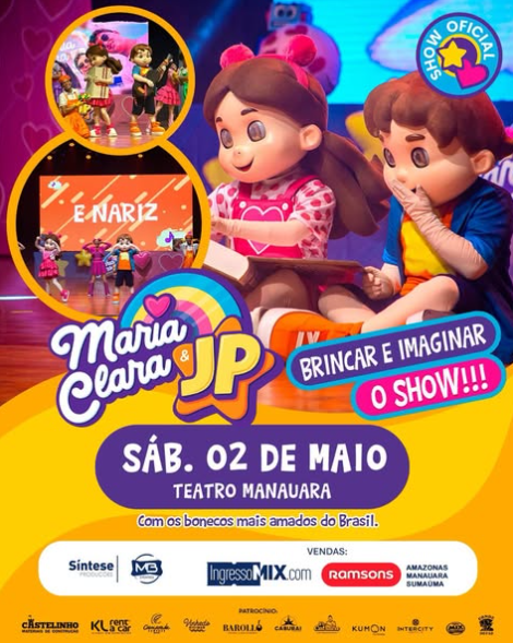Maria Clara e JP em Manaus: fenômeno do YouTube chega à cidade com show infantil