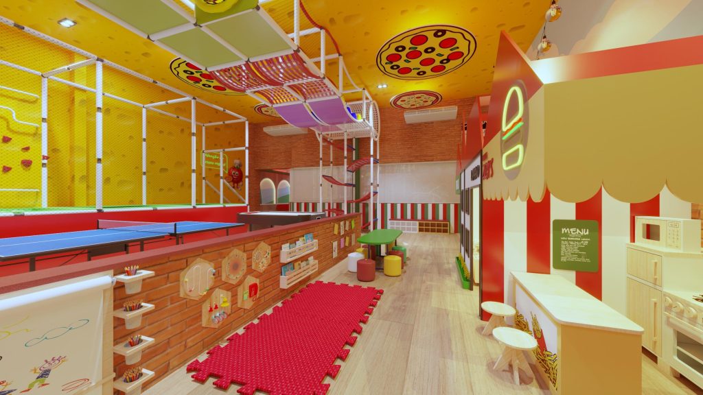 Vila Tomatinho na Loppiano Pizza: espaço kids com monitores e diversão para todas as idades