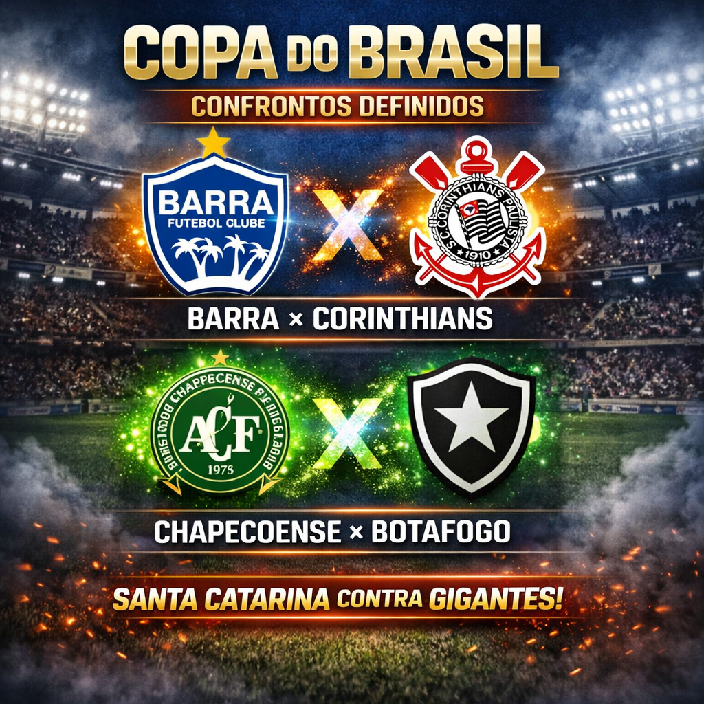 COPA DO BRASIL: CHAPE DECIDE EM CASA E BARRA ENCARA O CAMPEÃO NA ARENA DO CORINTHIANS