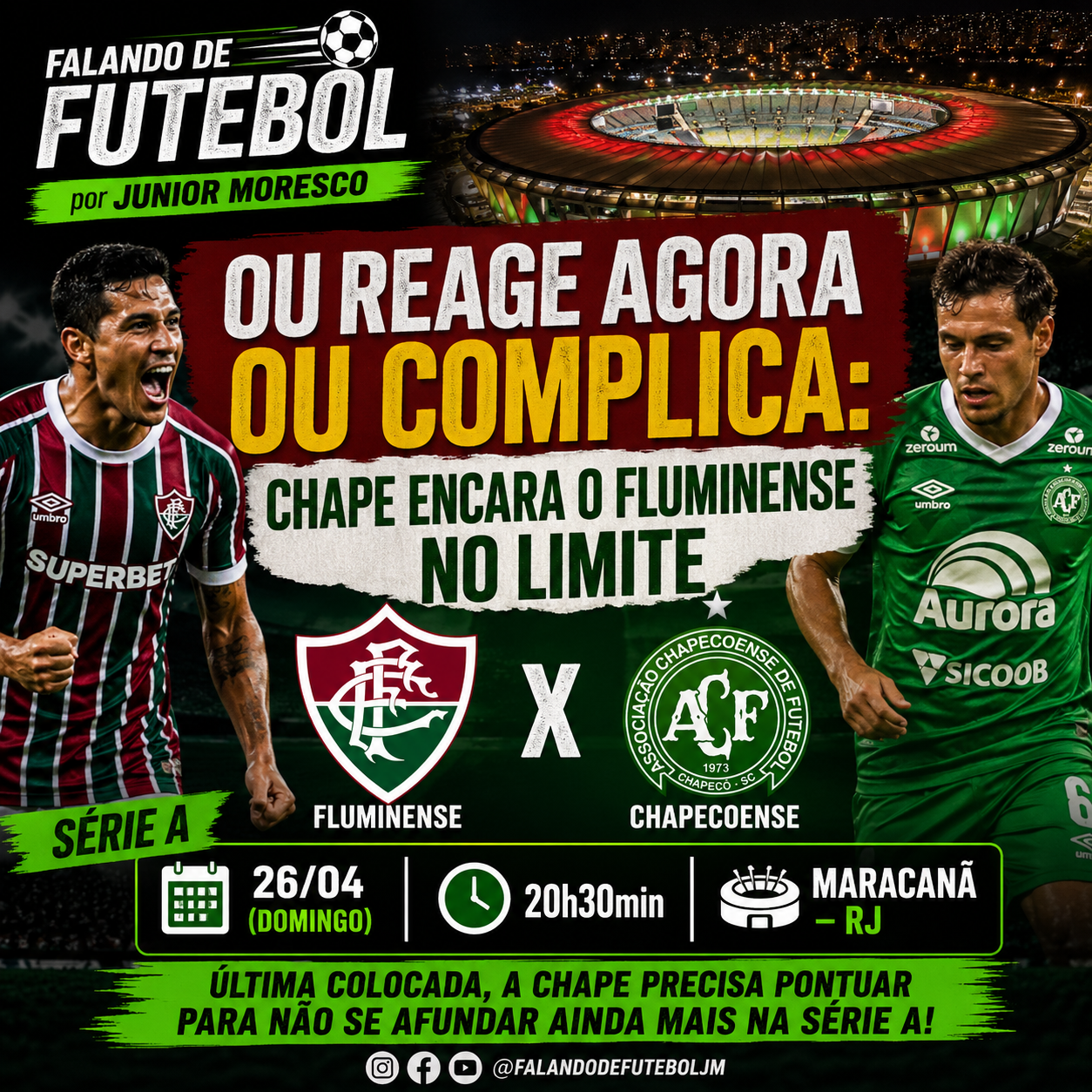 Sem margem para erro: Chapecoense enfrenta o Fluminense em jogo que pesa na tabela
