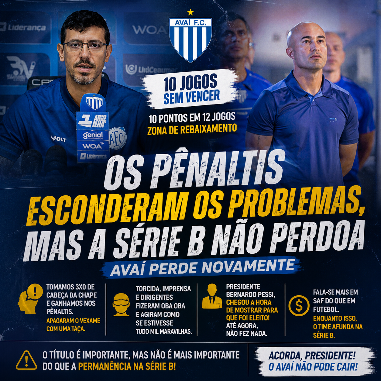 Os pênaltis deram o título, mas não resolveram os problemas do Avaí