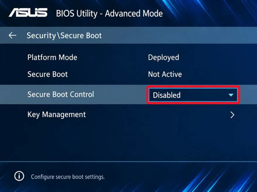 secure boot control