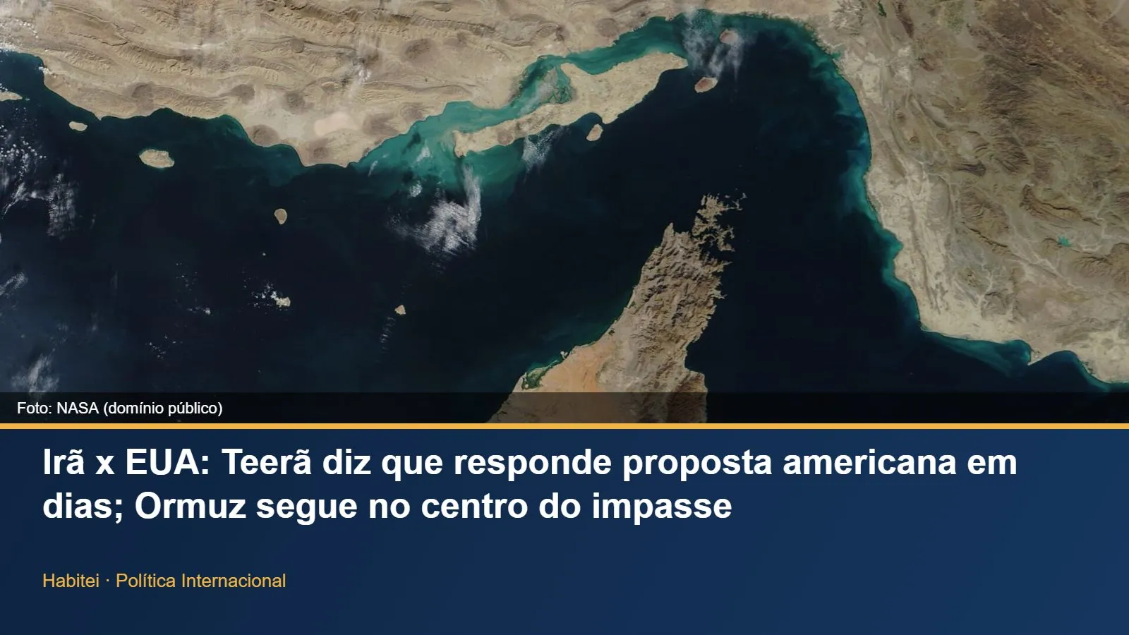 Imagem de satélite do Estreito de Ormuz