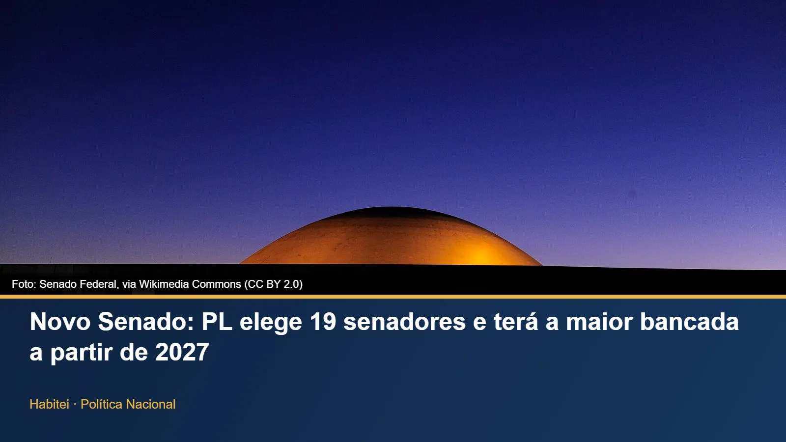 Cúpula do Senado Federal iluminada