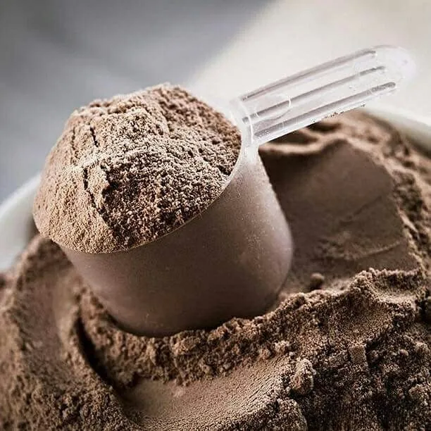 Ilustração de suplemento alimentar whey protein em um scoop dosador 