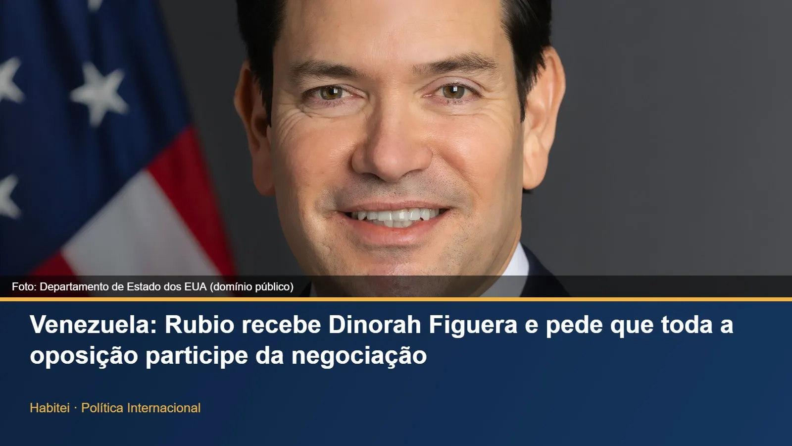 Retrato oficial do secretário de Estado Marco Rubio